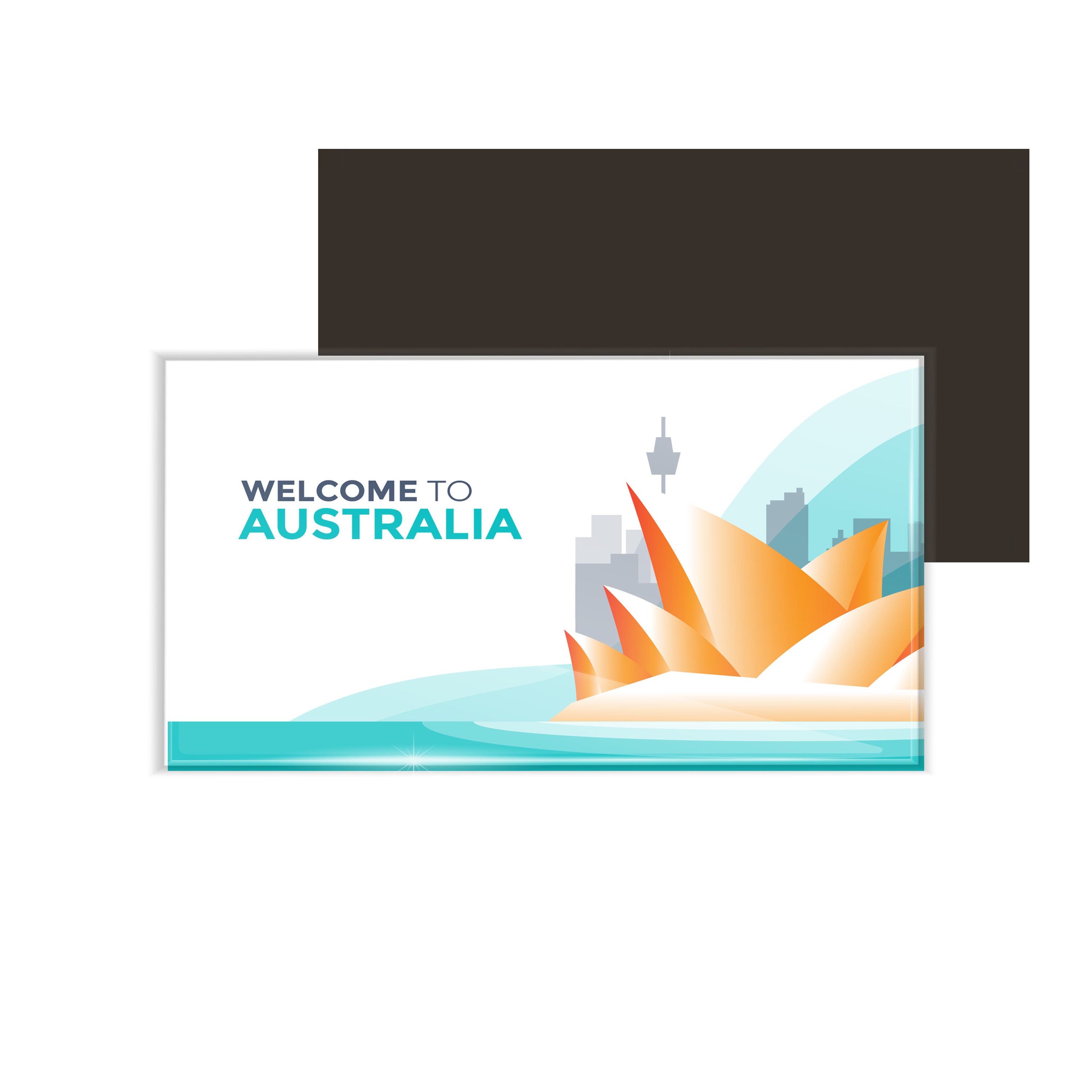 dhcrafts Fridge Magnet Rectangle Acrylic Glass (8.6 x 5.4 cm) Multicolor Travel Australia D3 Design Pack of 1